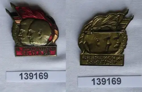 Première insigne DDR 4ème Congrès 15-17 mai 1953 amitié GDSF (139169)