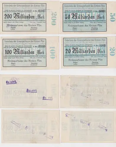 20 - 200 Milliarde Mark Banknote Inflation Notgeld Kreis Plön 5.11.1923 (137863)