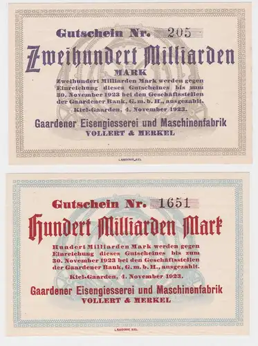2 Banknoten Inflation Gaardener Eisengiesserei Vollert & Merkel 1923 (137259)