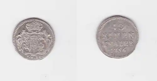 1/48 Taler Argent Monnaie Kurfürstentrum Sachsen Friedrich August II 1756 (127340)