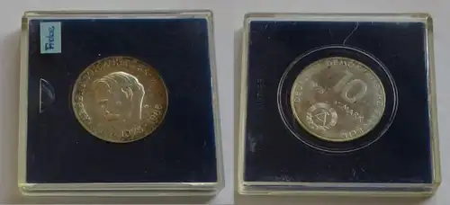 DDR Gedenk Münze 10 Mark Albert Schweitzer 1975 Motivprobe glatter Rand (132128)