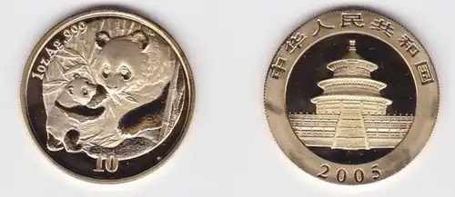 10 Yuan Silber Münze China Panda 1 Unze Feinsilber 2005 Stgl. (131323)