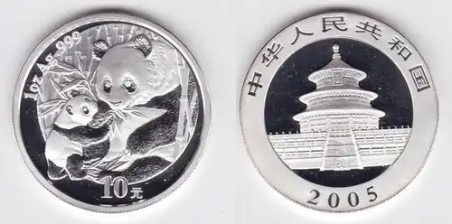10 Yuan Silber Münze China Panda 1 Unze Feinsilber 2005 Stgl. (131220)