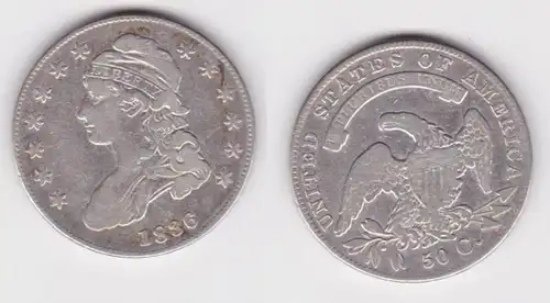 50 Cents Silber Münze USA 1836 (120753)