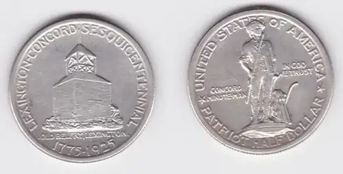 1/2 dollar pièce commémorative d'argent USA 1925 Lexington Concord (143576)