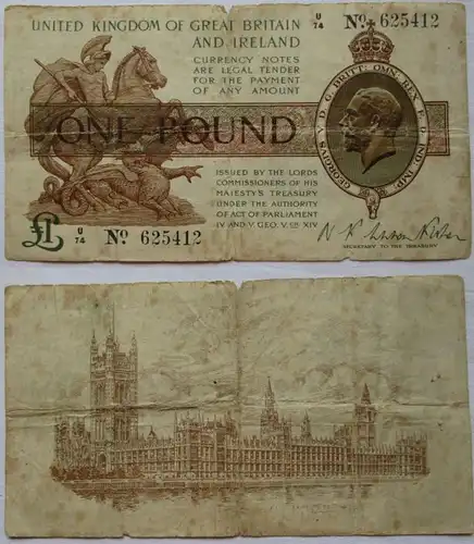 1 Pound Pfund Banknote Großbritannien 1928 Pick 361 a (148987)