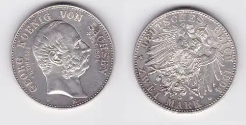 2 Mark argent pièce Saxe roi Georg 1904 sur la mort vz (151210)