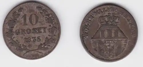 10 Groszy argent pièce Pologne Polskie Cracovie 1835 (155638)
