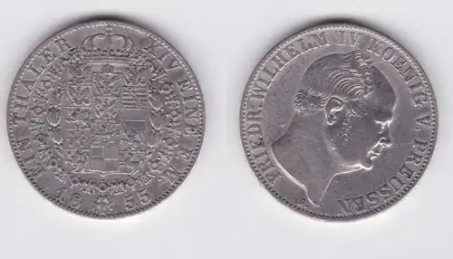 1 Taler Silber Münze Preussen Friedrich Wilhelm IV 1855 ss (151103)