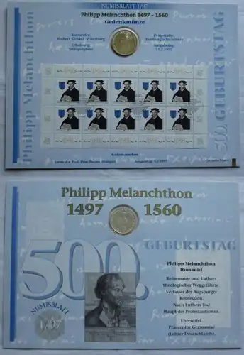rares Numisblatt 1/97 1997 Melanchthon avec PLATTENFEHLER Point sur l'œil [150148]