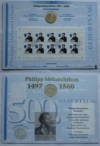 rares Numisblatt 1/97 1997 Melanchthon mit PLATTENFEHLER Punkt über Auge(150148)