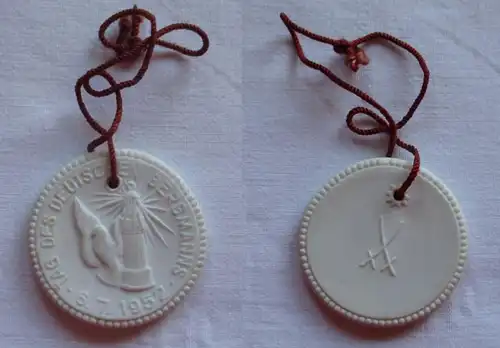rare DDR porcelaine médaille Journée du mineur allemand 6 juillet 1952 (14920)