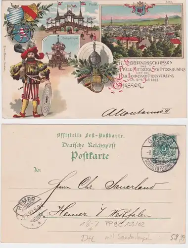 64191 DR Ganzsachen Postkarte PP9C103/02 Gießen Verbandsschießen 1899
