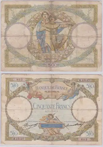 50 Franc Banknote Frankreich 22.2.1934 (138864)