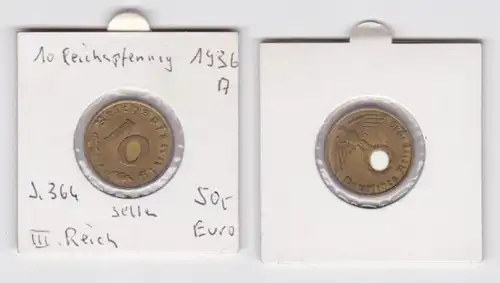 10 Pfennig Messing Münze 3.Reich 1936 A Jäger 364 (109309)