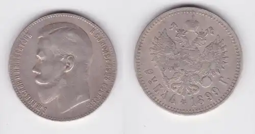 1 Rubel Silber Münze Russland Zar Nikolaus II 1899 ss (141375)
