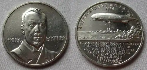 Silber Medaille Hugo Eckener Zeppelin Amerikafahrt 1924 (105169)