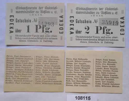 1 und 2 Pfennig Banknoten Notgeld Einkaufsverein Roßlau a.E. (108115)