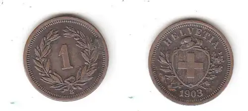 1 Rappen Kupfer Münze Schweiz 1903 B (114366)