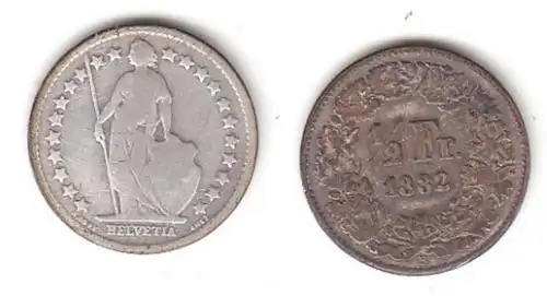 1/2 Franken Silber Münze Schweiz 1882 B (114566)