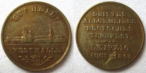 seltene Medaille Drittes Allgemeines Deutsches Turnfest Leipzig 1863 (119104)