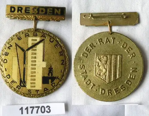DDR rare médaille Dresde "Le Construire de la ville" (117703)