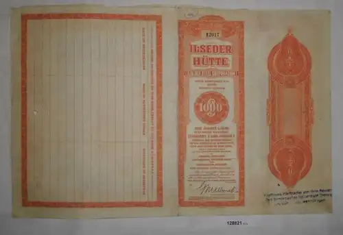 1000 dollars action Ilseder Hütte (Ilsedeer Steel Cooperation) août 1928 (128821)