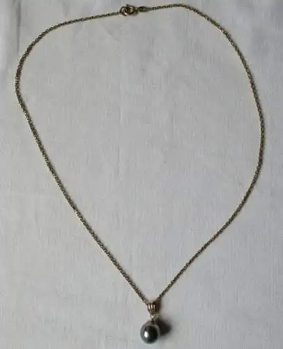 joli collier d'or 585 avec pendentif d ' or 5 85 et perle (110034)