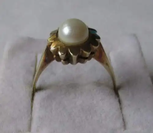 auffälliger 585er Gold Damenring mit hübscher Perle (141273)