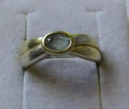 zeitloser 585er Gold Damen Ring mit hellem Edelstein (107103)
