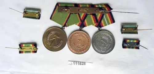 DDR Ordensspange NVA und KVP mit 3 Orden einer aus 900er Silber (112878)