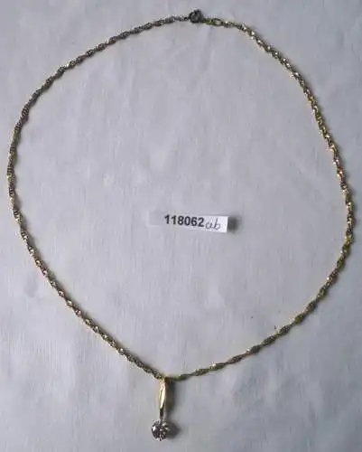 chaîne élégante et pendentif avec pierre blanche 333er or (118062)