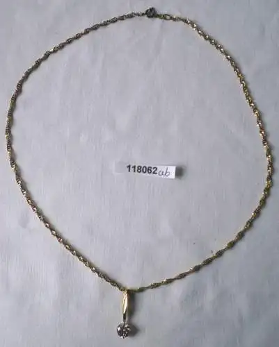 elegante Kette und Anhänger mit weißem Stein 333er Gold (118062)