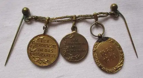 seltene Miniatur Kette Preußen mit 3 Orden 1. Weltkrieg (123666)