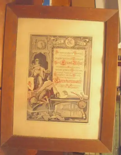 dekorative Große Urkunde vom Turnverein Knauthain 1907 (DI2054)