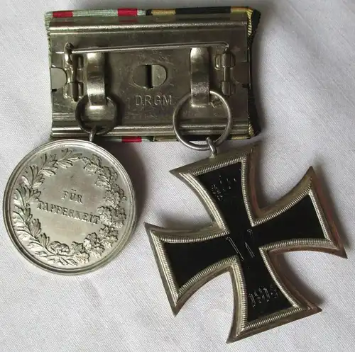 2er Ordensspange Hessen mit EK II & Tapferkeitsmedaille (114227)