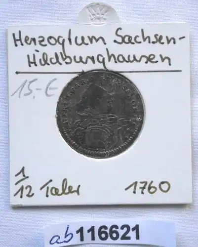 1/12 Taler Argent Pièce Saxe Hildburghausen 1760 (116621)