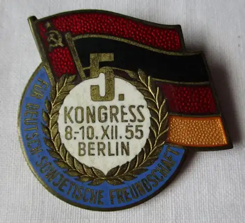 Insigne du début de la RDA 5ème Congrès Berlin Décembre 1955 GDSF Amitié (133951)