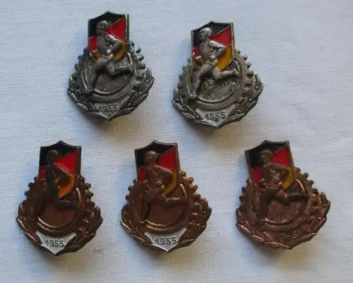 5x DDR insigne du classement sportif 1955 en argent + bronze (112271)