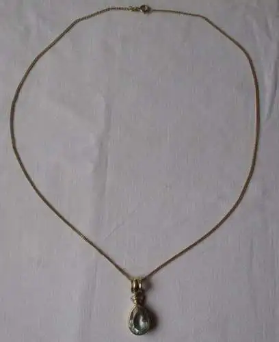 élégant collier femme or 585 avec diamant + pendentif en pierre précieuse (100806)