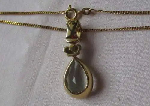 élégant collier femme or 585 avec diamant + pendentif en pierre précieuse (100806)