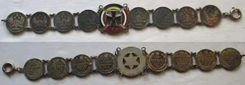 Patriotika Armband aus 8 Kopeken Münzen mit Eisernem Kreuz Mittelmächte (154578)