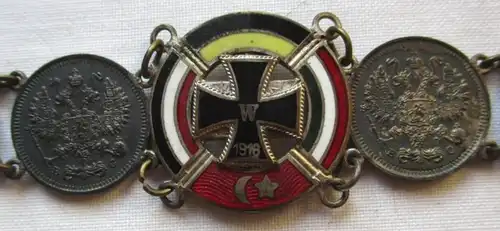Patriotika Armband aus 8 Kopeken Münzen mit Eisernem Kreuz Mittelmächte (154578)