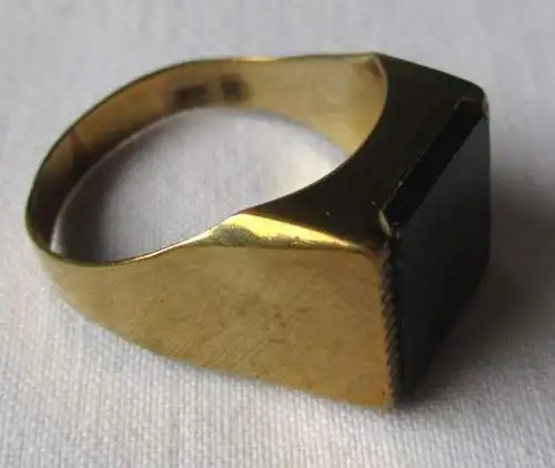 auffälliger 333er Gold Ring Siegelring mit riesigem Onyx Stein (113416)