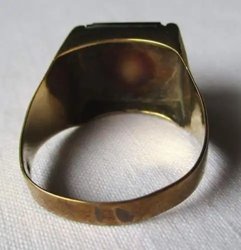 auffälliger 333er Gold Ring Siegelring mit riesigem Onyx Stein (113416)