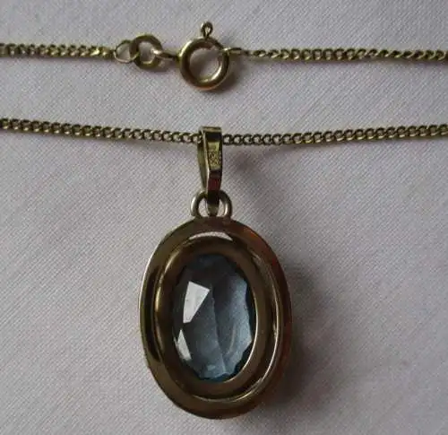 hochwertiger 333er Gold Kette mit blauem Edelstein Fischlandschmuck (134788)