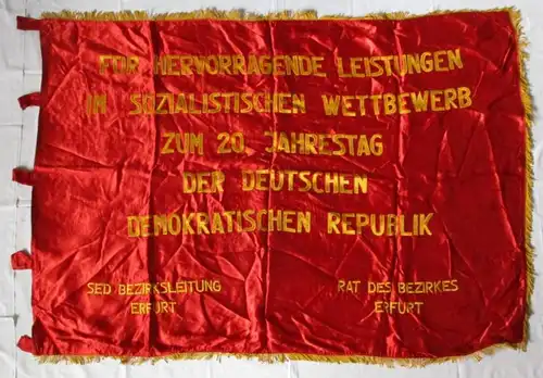 seltene DDR Fahne SED Bezirksleitung Rat des Bezirkes Erfurt 1969 (104228)