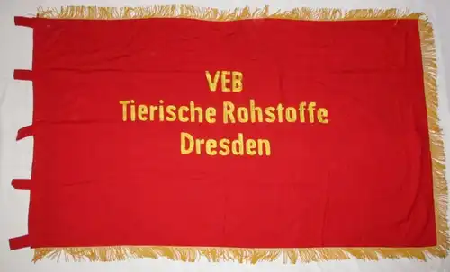 DDR rare drapeau VEB matières premières animales Dresde (106651)