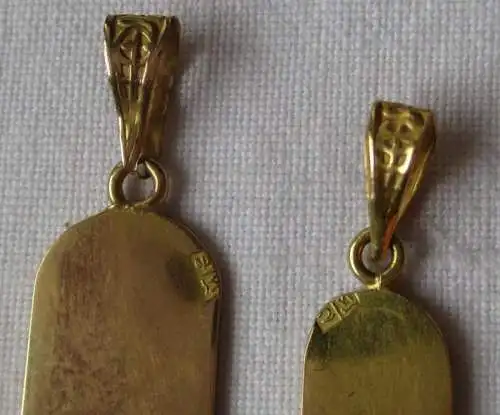 2x eleganter 750er Gold Ketten Anhänger Ägypten mit Hieroglyphen (129250)