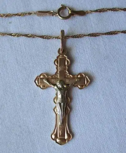 schöner Kettenanhänger Kreuz Russland mit Kette 585er Gold (134797)